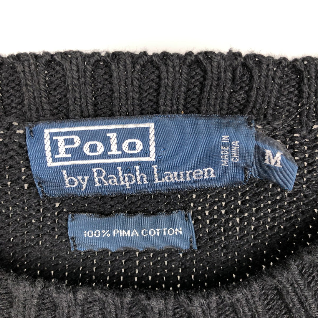 Ralph Lauren POLO by Ralph Lauren Pima cotton knit sweater, men's size M Pima Cotton black type Vintage Second Hand