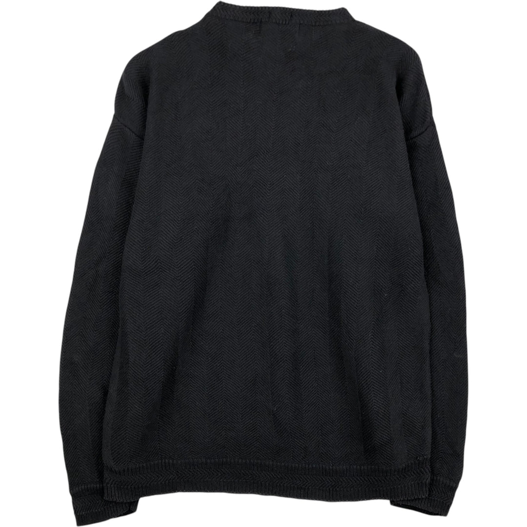 Ralph Lauren CHAPS herringbone cotton knit sweater, men's size M cotton black type Vintage Second Hand