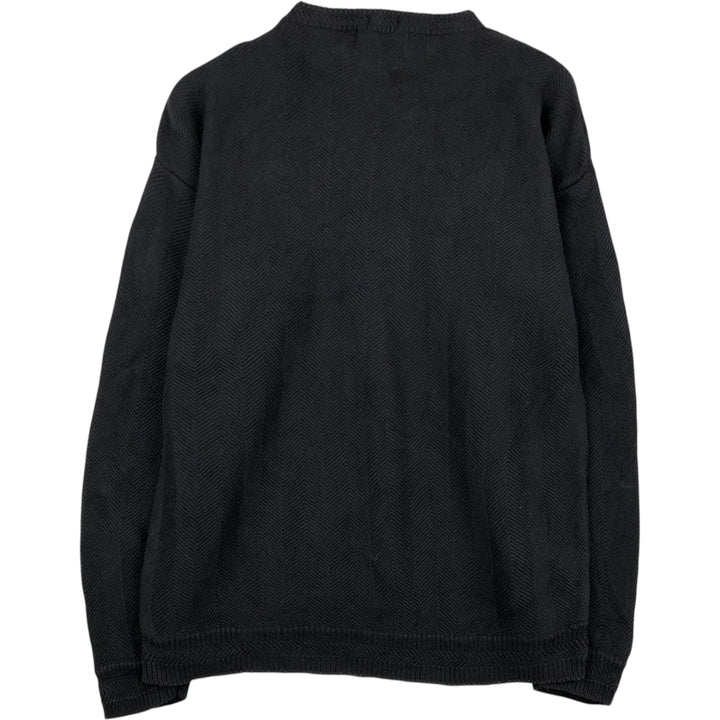 Ralph Lauren CHAPS herringbone cotton knit sweater, men's size M cotton black type Vintage Second Hand