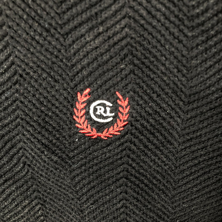 Ralph Lauren CHAPS herringbone cotton knit sweater, men's size M cotton black type Vintage Second Hand