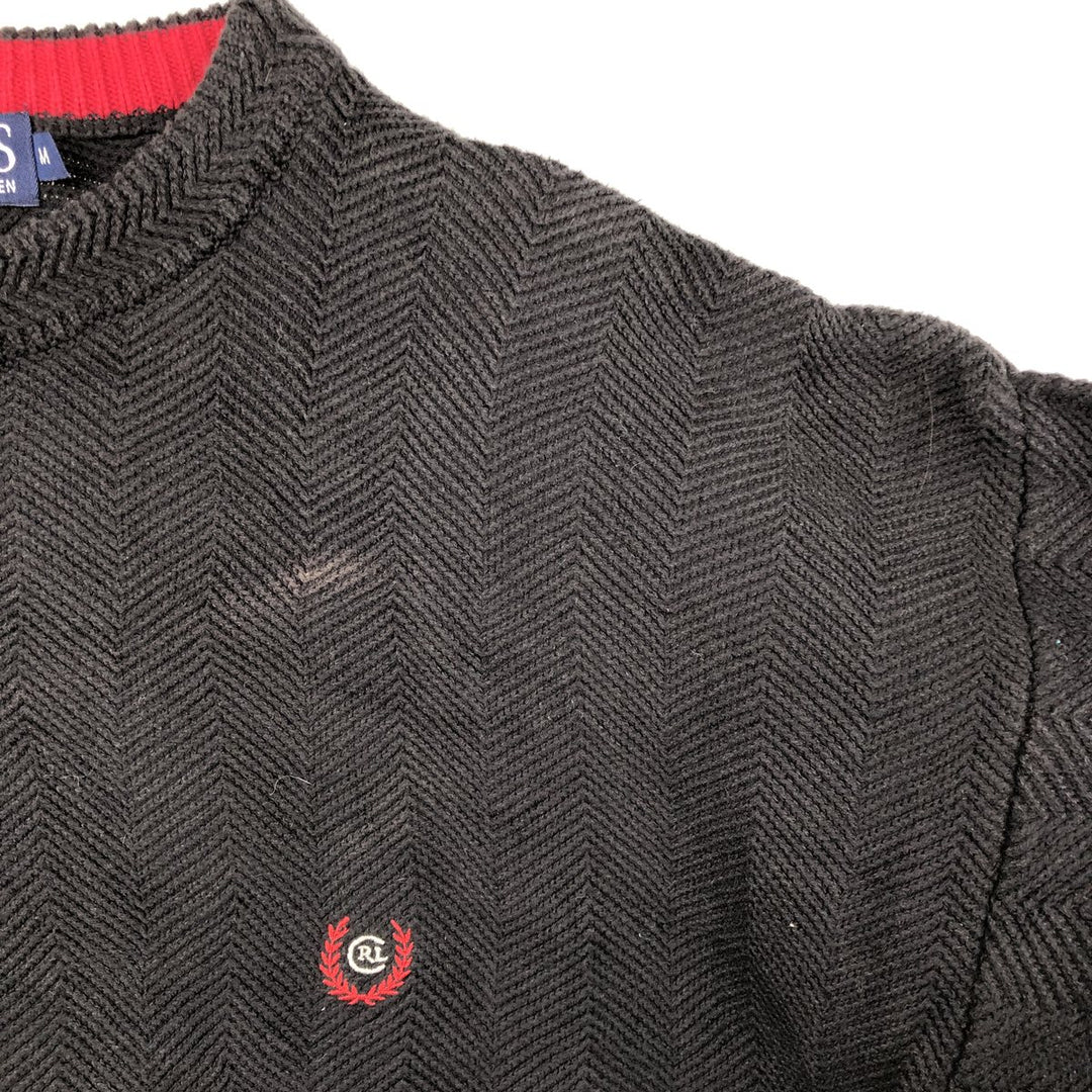 Ralph Lauren CHAPS herringbone cotton knit sweater, men's size M cotton black type Vintage Second Hand