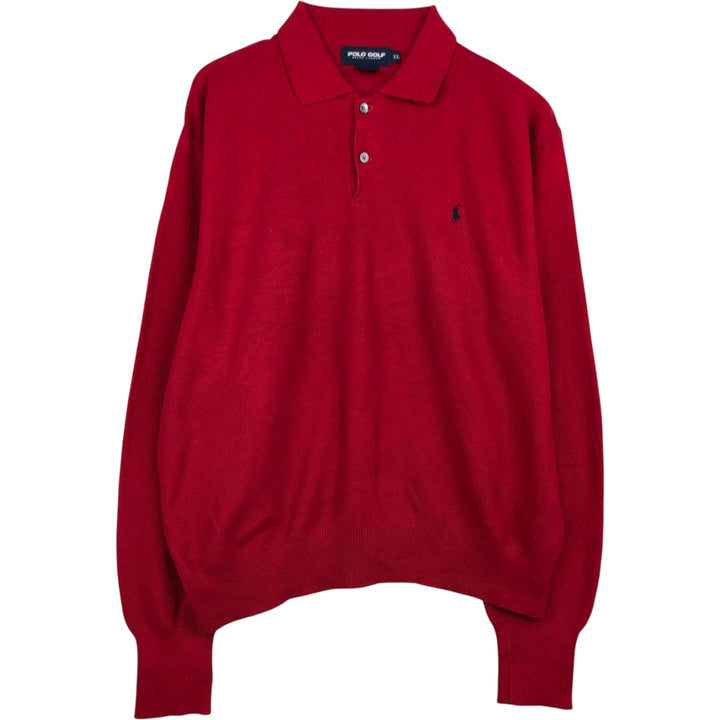 Ralph Lauren POLO GOLF Polo Knit Sweater, Men's Size XL (approx.) cotton red type Vintage Second Hand