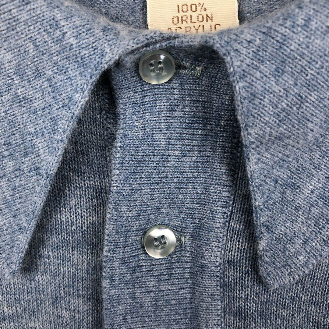LORD JEFF TALL FELLOW Polo Knit Sweater, Made in USA, Men's XL equivalent, Vintage. Oron Acrylic Blue type light blue Vintage Second Hand