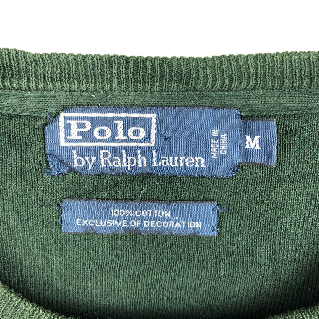 Ralph Lauren POLO by Ralph Lauren Cotton Knit Sweater Men's M Size cotton Green type dark green Vintage Second Hand