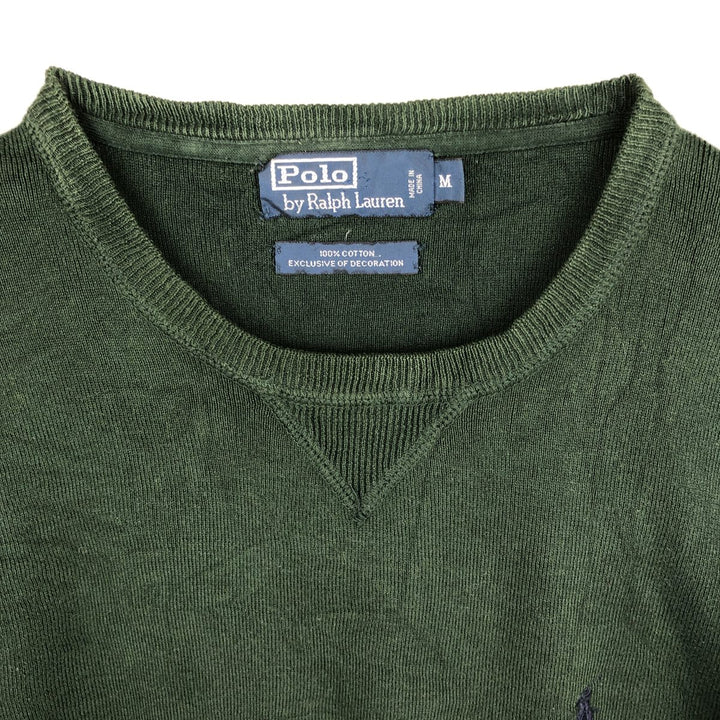 Ralph Lauren POLO by Ralph Lauren Cotton Knit Sweater Men's M Size cotton Green type dark green Vintage Second Hand