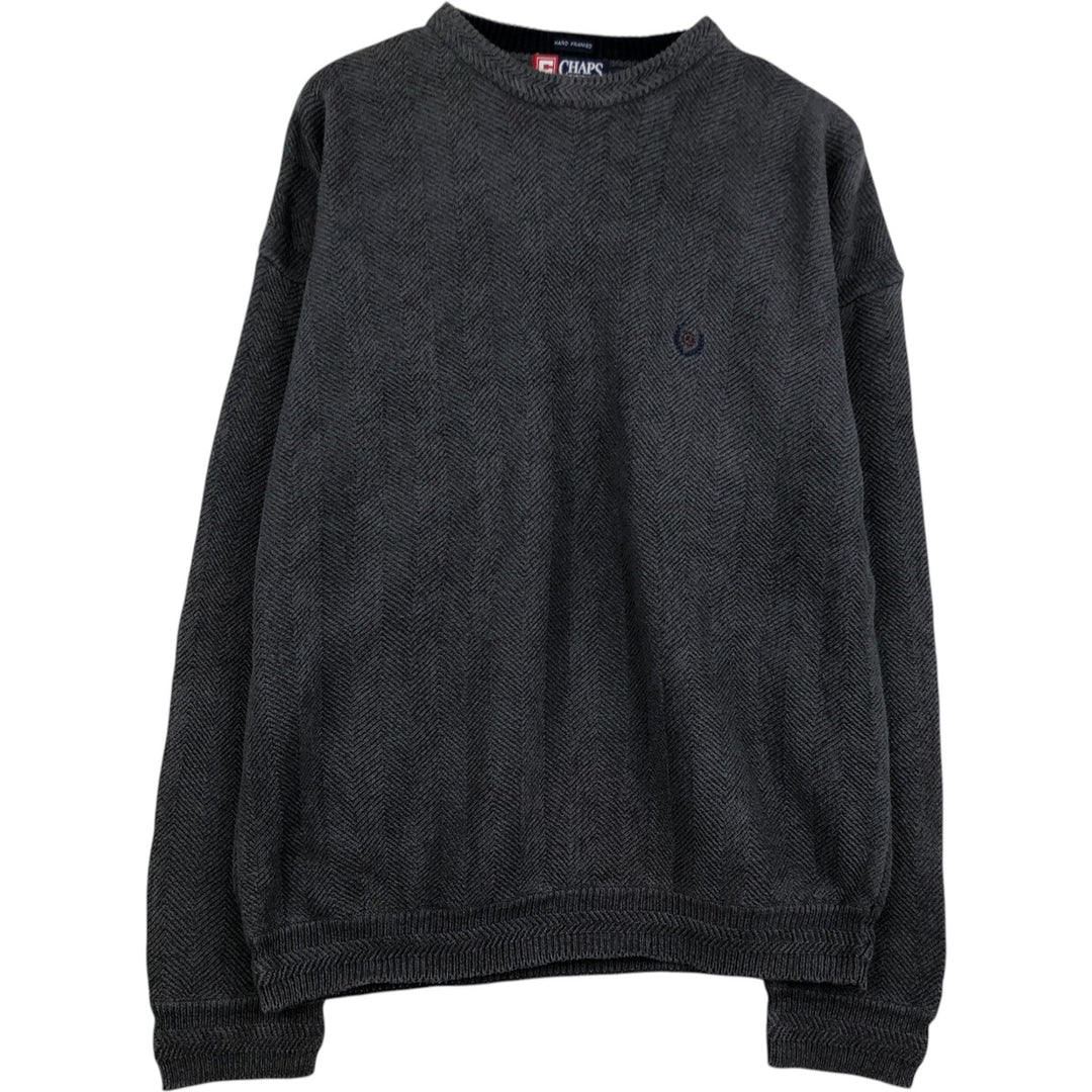 Ralph Lauren CHAPS Herringbone Cotton Knit Sweater Men's XL cotton gray type Vintage Second Hand