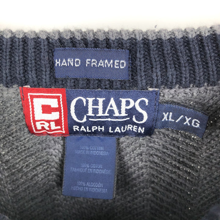 Ralph Lauren CHAPS Herringbone Cotton Knit Sweater Men's XL cotton gray type Vintage Second Hand