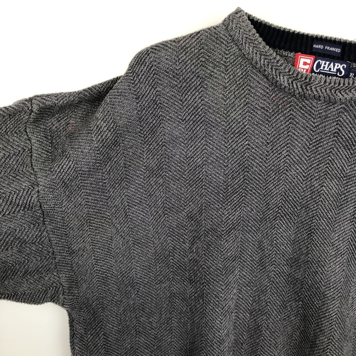 Ralph Lauren CHAPS Herringbone Cotton Knit Sweater Men's XL cotton gray type Vintage Second Hand