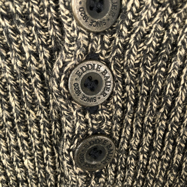 90'S Eddie Bauer Henley Neck Cotton Knit Sweater, Made in USA, Men's Size XL, Vintage cotton Beige type Vintage Second Hand