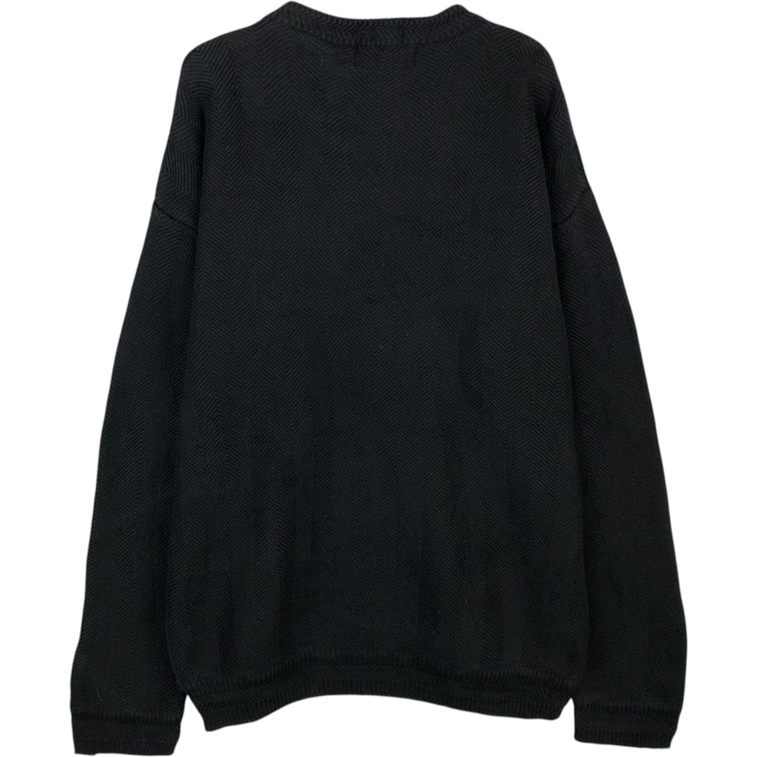 Ralph Lauren CHAPS Herringbone Cotton Knit Sweater, Men's Size Small cotton navy blue type Vintage Second Hand