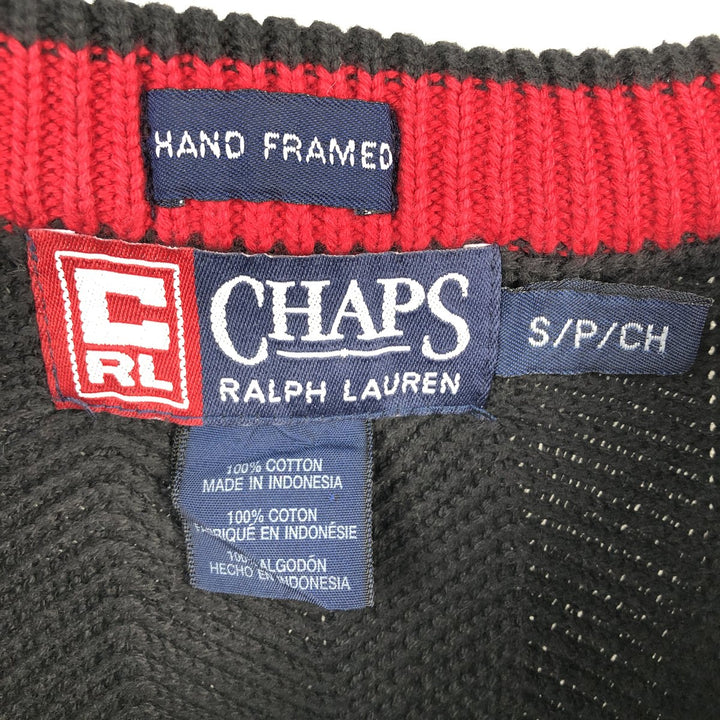 Ralph Lauren CHAPS Herringbone Cotton Knit Sweater, Men's Size Small cotton navy blue type Vintage Second Hand