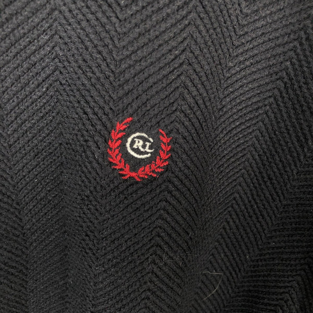 Ralph Lauren CHAPS Herringbone Cotton Knit Sweater, Men's Size Small cotton navy blue type Vintage Second Hand
