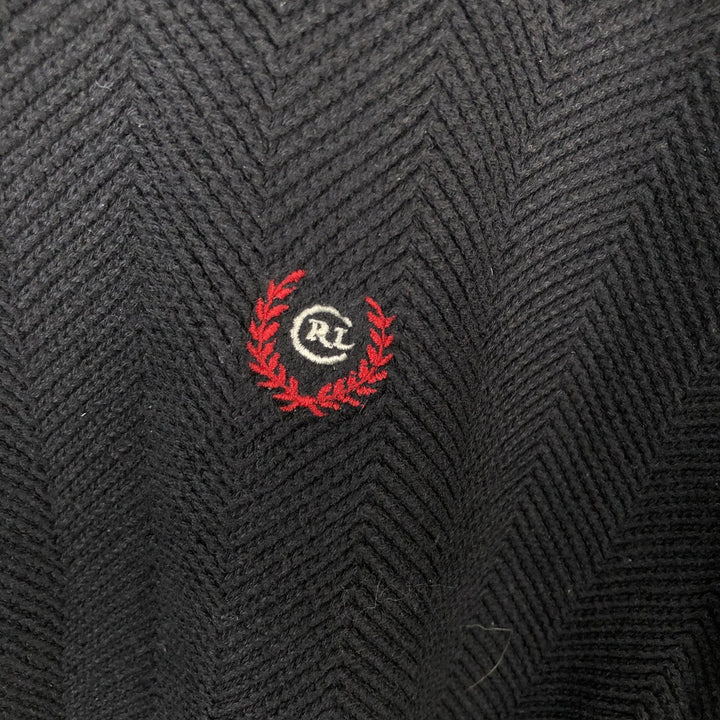 Ralph Lauren CHAPS Herringbone Cotton Knit Sweater, Men's Size Small cotton navy blue type Vintage Second Hand