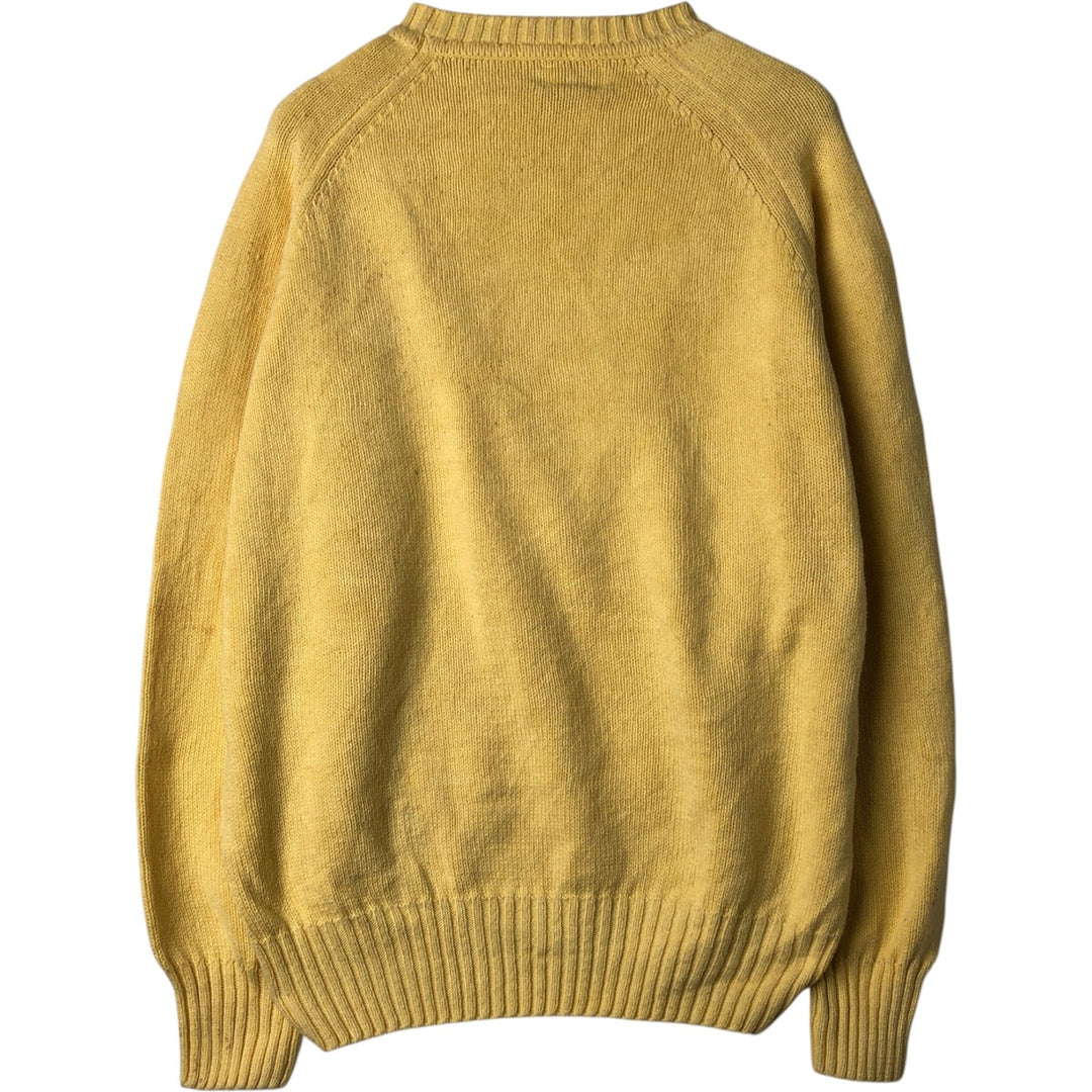 70s-80'S THE FOX COLLECTION Cotton Knit Sweater, Made in USA, Men's Size L (approx.), Vintage cotton yellow type Vintage Second Hand