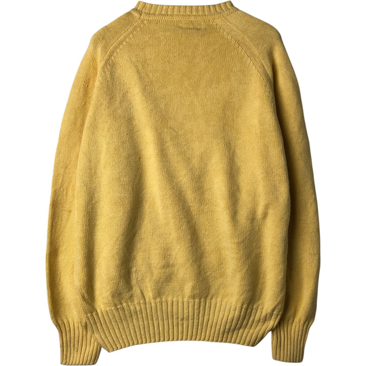 70s-80'S THE FOX COLLECTION Cotton Knit Sweater, Made in USA, Men's Size L (approx.), Vintage cotton yellow type Vintage Second Hand