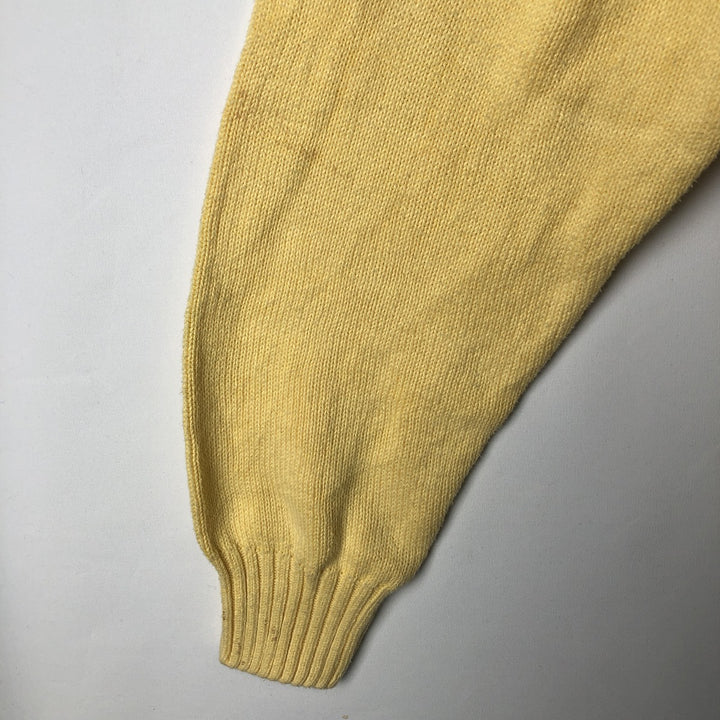 70s-80'S THE FOX COLLECTION Cotton Knit Sweater, Made in USA, Men's Size L (approx.), Vintage cotton yellow type Vintage Second Hand