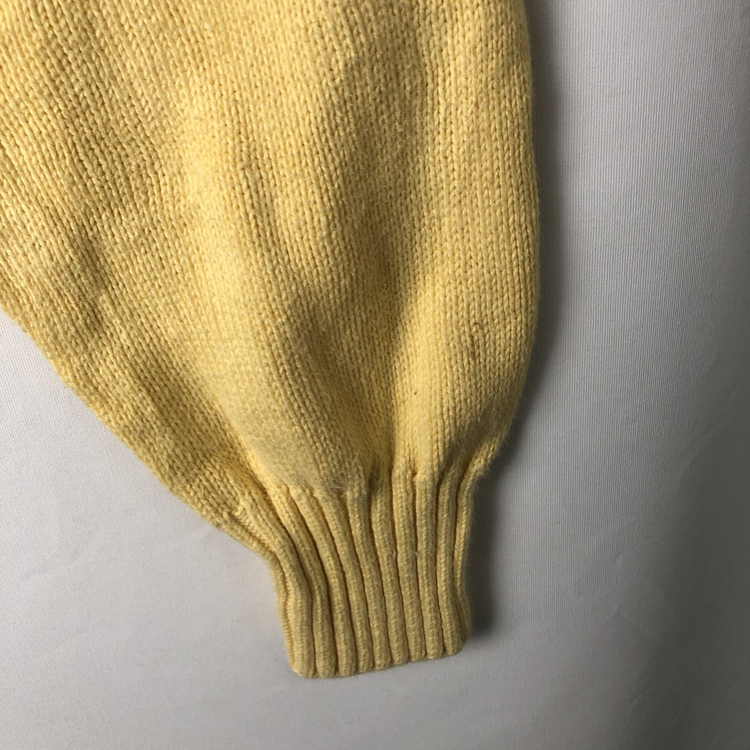70s-80'S THE FOX COLLECTION Cotton Knit Sweater, Made in USA, Men's Size L (approx.), Vintage cotton yellow type Vintage Second Hand
