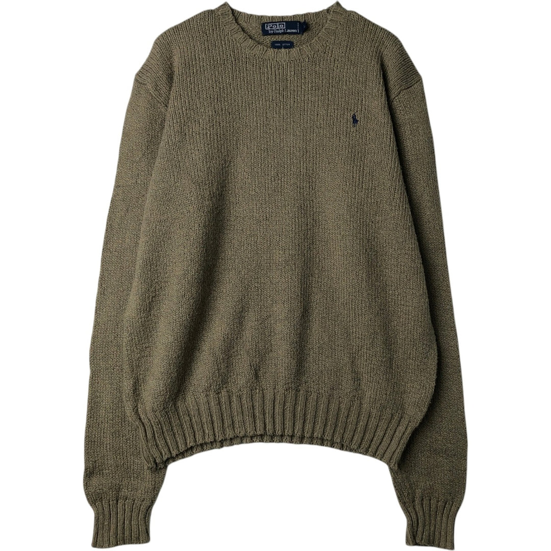 Ralph Lauren POLO by Ralph Lauren Cotton Knit Sweater Men's L size cotton Khaki type sage green Vintage Second Hand
