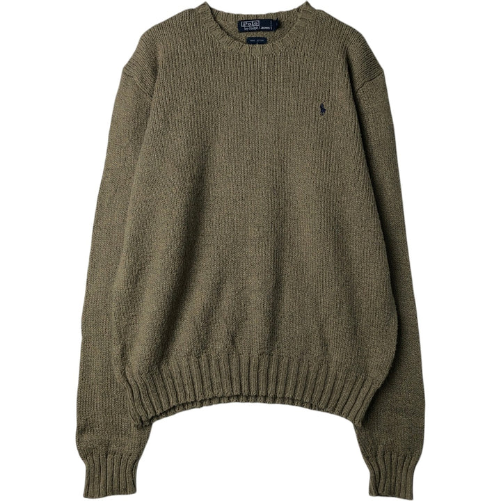 Ralph Lauren POLO by Ralph Lauren Cotton Knit Sweater Men's L size cotton Khaki type sage green Vintage Second Hand