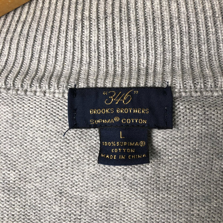 Brooks Brothers 346 Driver's Knit Sweater, Men's Size L (approx.) Supima Cotton gray type Vintage Second Hand