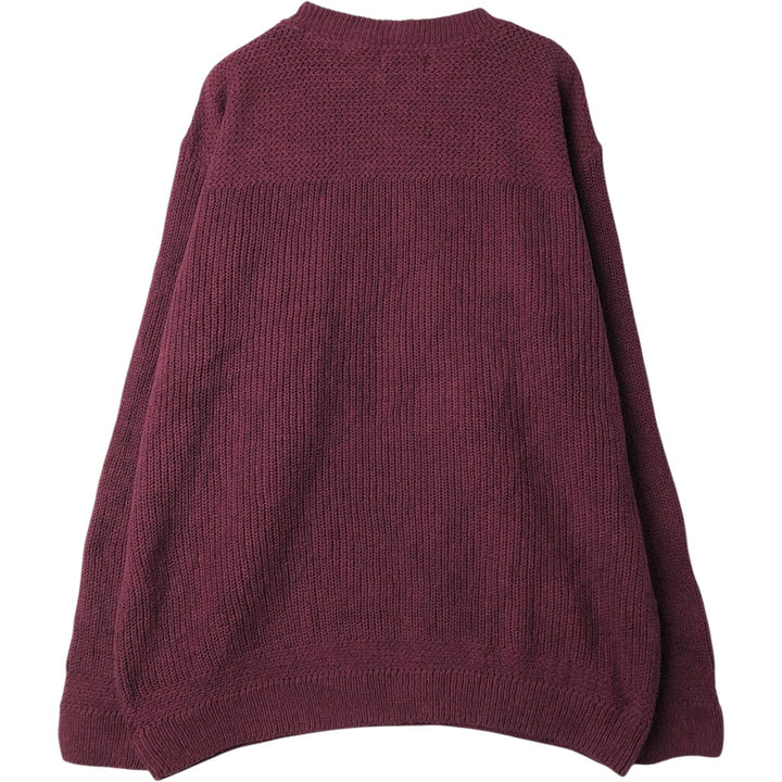 90'S LL Bean Henley Neck Cotton Knit Half-Button Sweater, Made in USA, Men's Size L (Equivalent), Vintage cotton burgundy type Vintage Second Hand