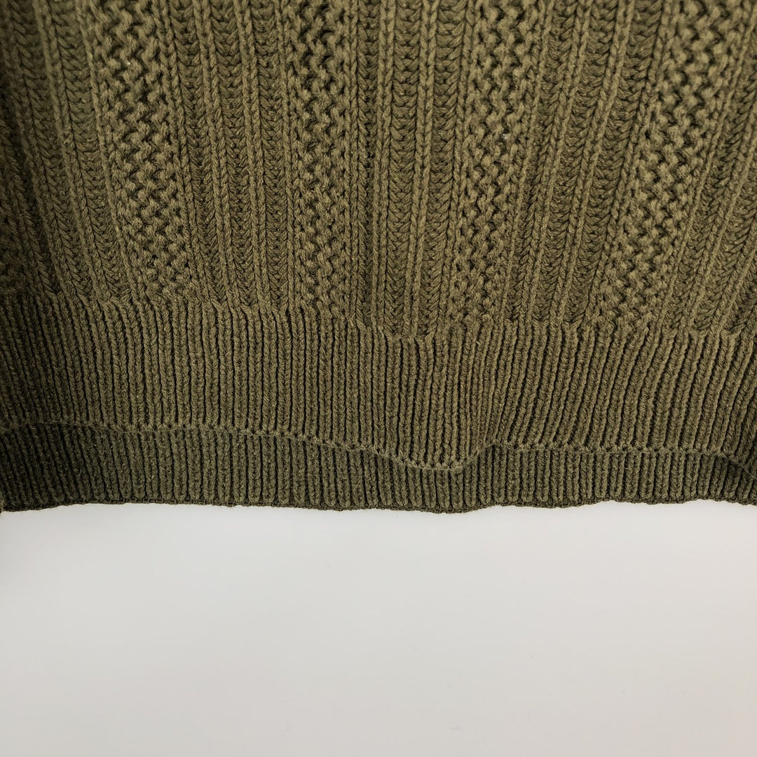 90s-00'S Eddie Bauer Cable Knit Cotton Sweater, Men's Size M (Equivalent), Vintage cotton Khaki type sage green Vintage Second Hand
