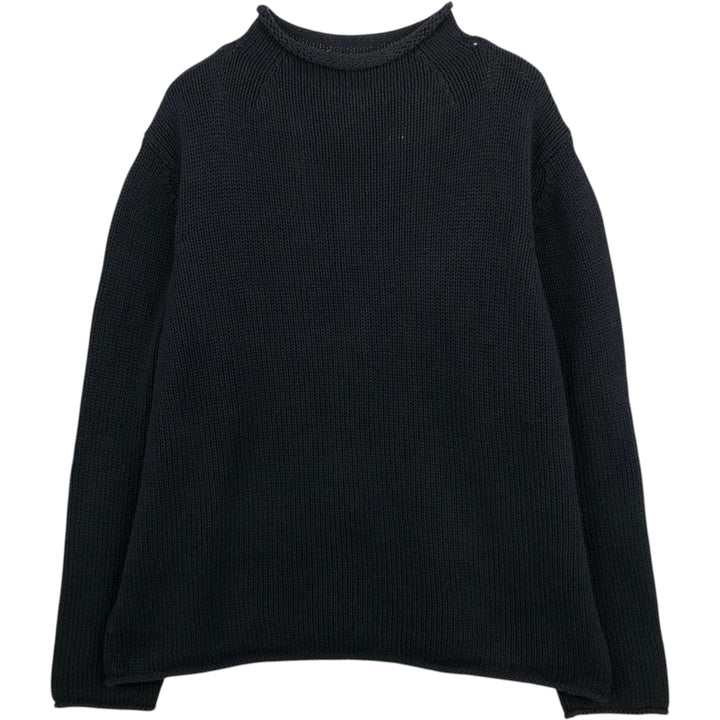 90'S J.Crew Roll Neck Cotton Knit Sweater, Men's Size XL (Equivalent), Vintage cotton navy blue type Vintage Second Hand