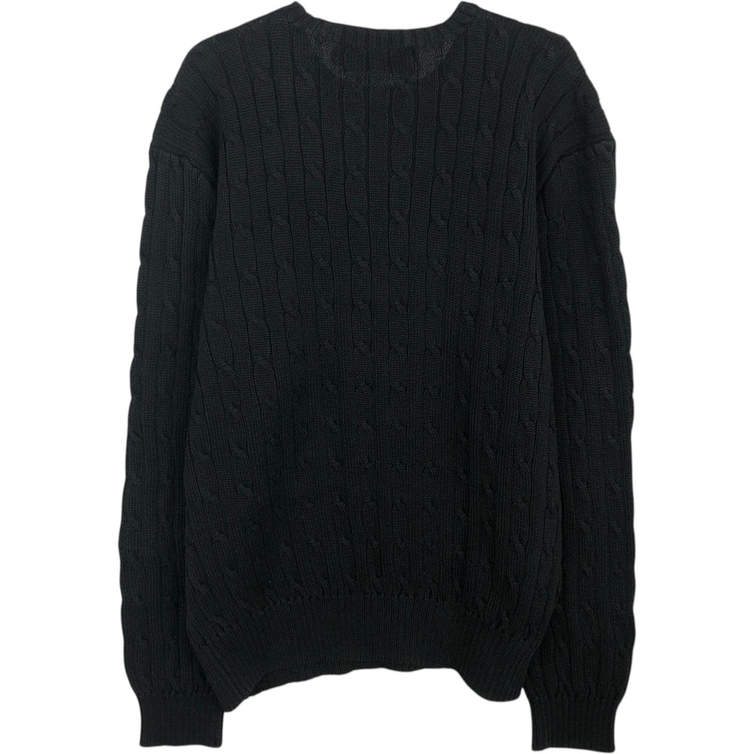 Ralph Lauren POLO by Ralph Lauren cable knit cotton sweater, men's size L cotton black type Vintage Second Hand