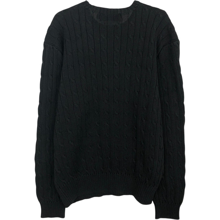 Ralph Lauren POLO by Ralph Lauren cable knit cotton sweater, men's size L cotton black type Vintage Second Hand