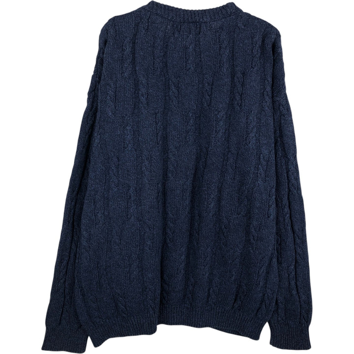 90'S Ralph Lauren CHAPS Cable Knit Cotton Sweater, Made in USA, Men's XL equivalent, Vintage cotton navy blue type Vintage Second Hand