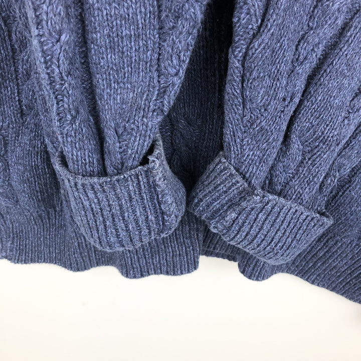 90'S Ralph Lauren CHAPS Cable Knit Cotton Sweater, Made in USA, Men's XL equivalent, Vintage cotton navy blue type Vintage Second Hand