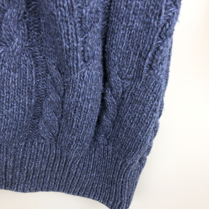 90'S Ralph Lauren CHAPS Cable Knit Cotton Sweater, Made in USA, Men's XL equivalent, Vintage cotton navy blue type Vintage Second Hand