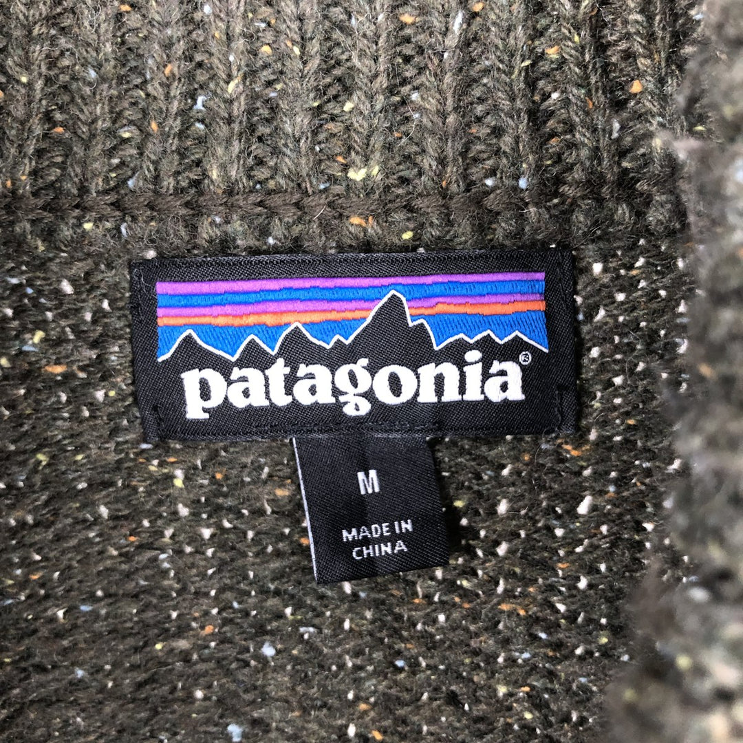 Patagonia Cable Knit Acrylic Half-Button Sweater (Men's Size M) acrylic Khaki type Vintage Second Hand