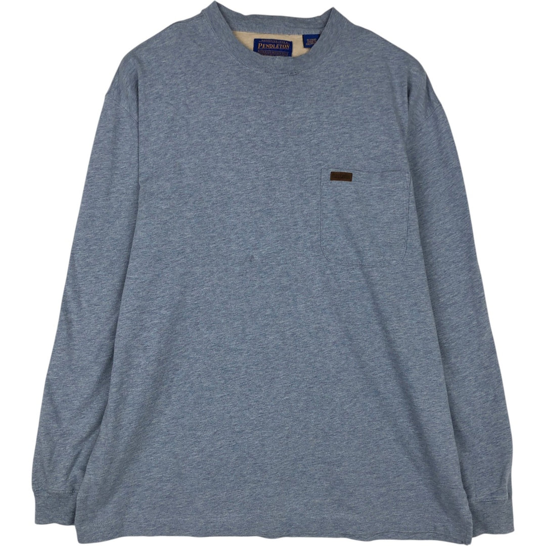 Pendleton Long-Sleeve T-Shirt (Men's Size M) cotton Blue type light blue Vintage Second Hand