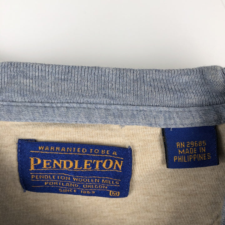 Pendleton Long-Sleeve T-Shirt (Men's Size M) cotton Blue type light blue Vintage Second Hand