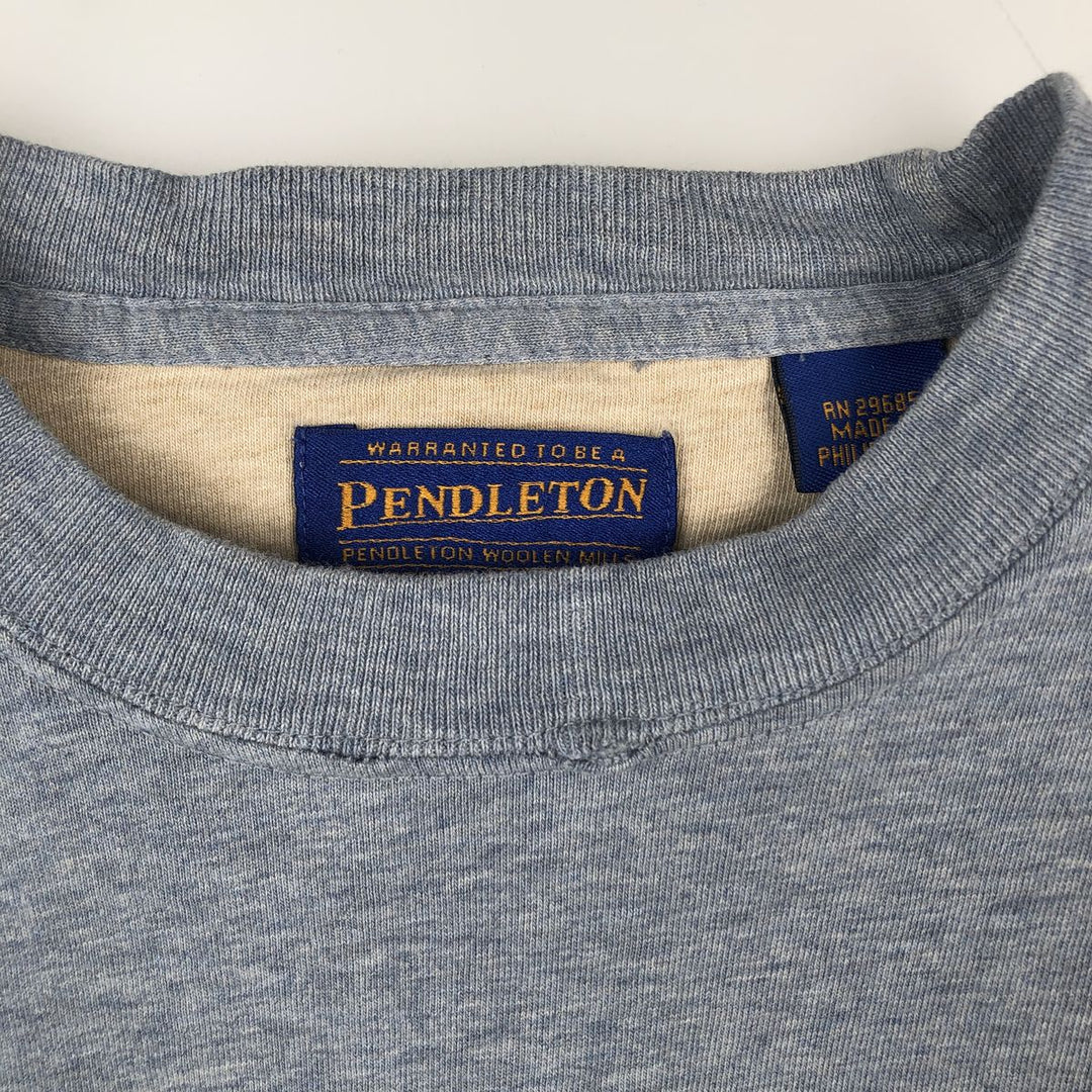 Pendleton Long-Sleeve T-Shirt (Men's Size M) cotton Blue type light blue Vintage Second Hand