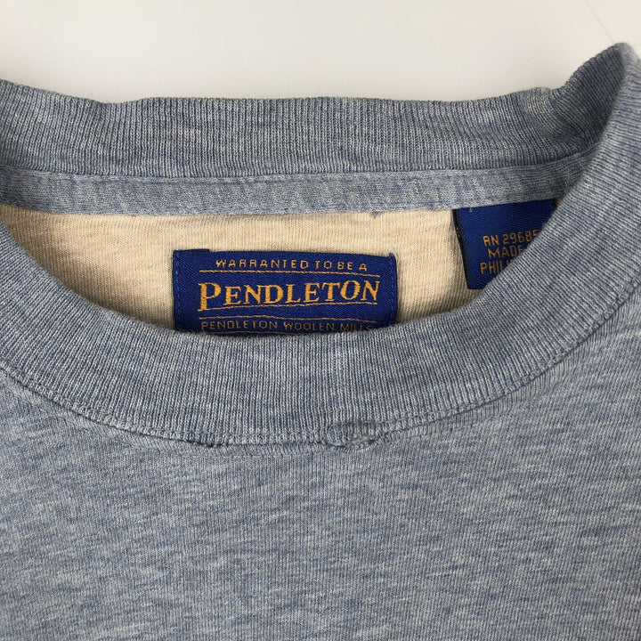 Pendleton Long-Sleeve T-Shirt (Men's Size M) cotton Blue type light blue Vintage Second Hand