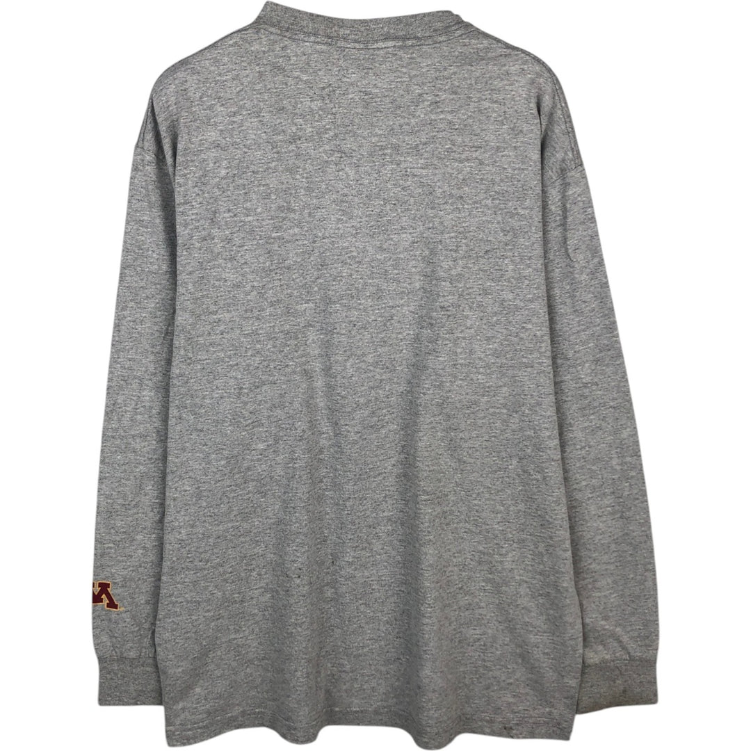 CROWN PRINCE MINNESOTA University of Minnesota College Long-Sleeve T-Shirt (Men's Size L) cotton gray type Vintage Second Hand