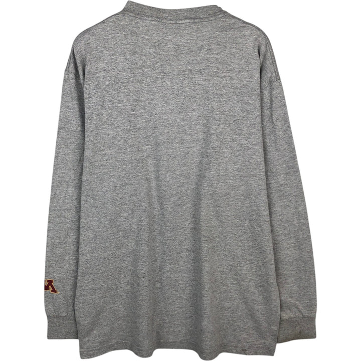 CROWN PRINCE MINNESOTA University of Minnesota College Long-Sleeve T-Shirt (Men's Size L) cotton gray type Vintage Second Hand