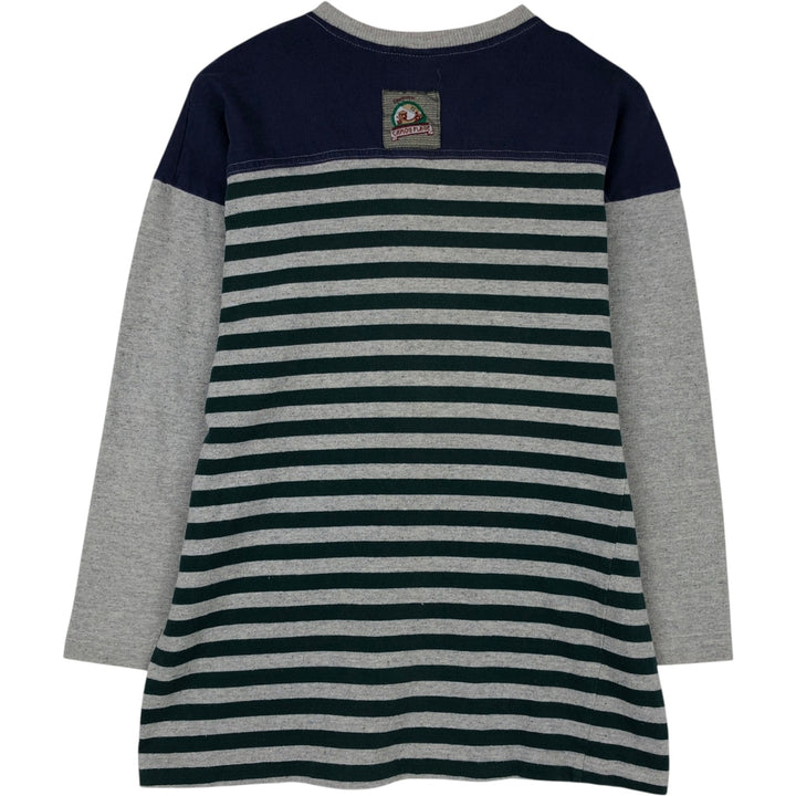 Necessary Objects Border Pattern Long-Sleeve T-Shirt, Made in USA, Men's Size M (Equivalent), Vintage cotton gray type Vintage Second Hand