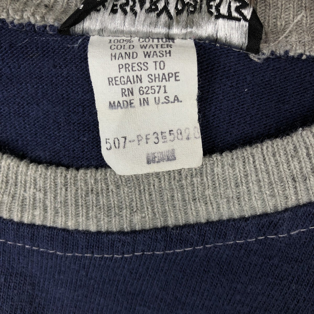 Necessary Objects Border Pattern Long-Sleeve T-Shirt, Made in USA, Men's Size M (Equivalent), Vintage cotton gray type Vintage Second Hand