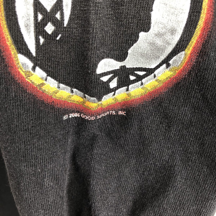 90s-00'S ALSTYLE Fire Pattern Motorcycle Long T-Shirt (Men's Size L) cotton black type Vintage Second Hand