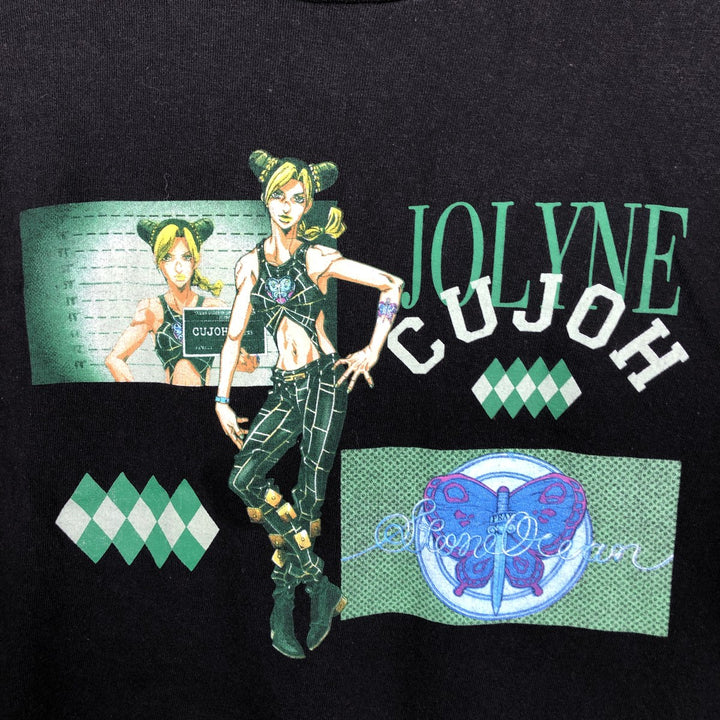JoJo's Bizarre Adventure Jolyne Cujoh Anime Character Print Long-Sleeve T-Shirt (Men's XL equivalent) cotton black type Vintage Second Hand