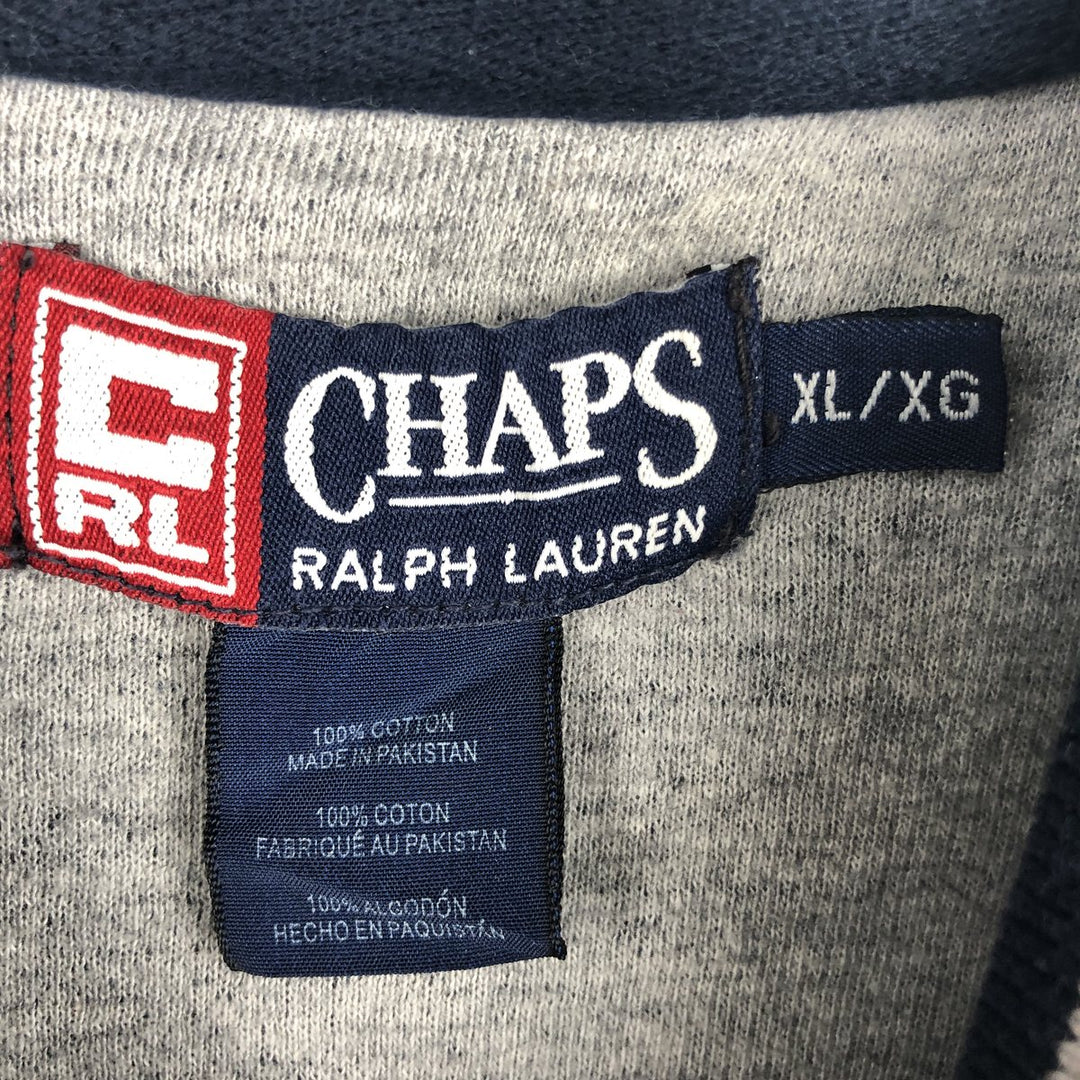 Ralph Lauren CHAPS V-neck long T-shirt, men's XL size cotton navy blue type Vintage Second Hand