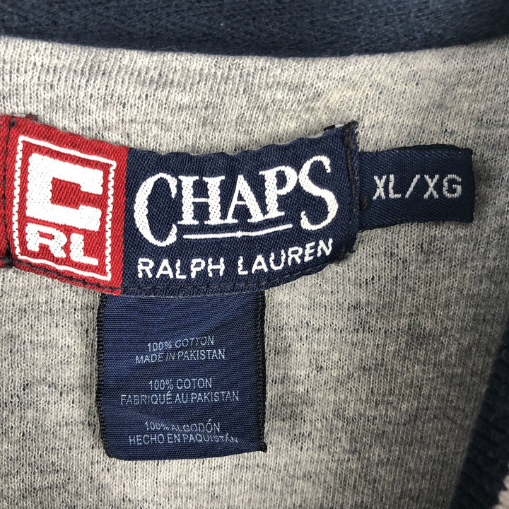 Ralph Lauren CHAPS V-neck long T-shirt, men's XL size cotton navy blue type Vintage Second Hand
