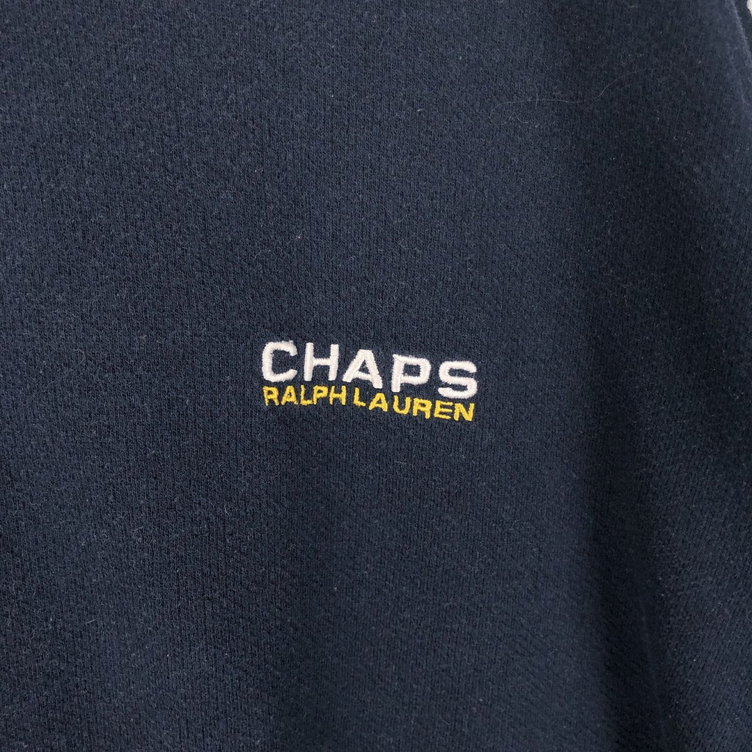 Ralph Lauren CHAPS V-neck long T-shirt, men's XL size cotton navy blue type Vintage Second Hand