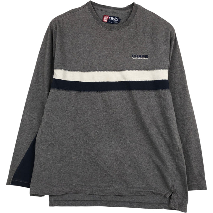 Ralph Lauren CHAPS Long-Sleeve T-Shirt (Men's Size M) cotton gray type Vintage Second Hand