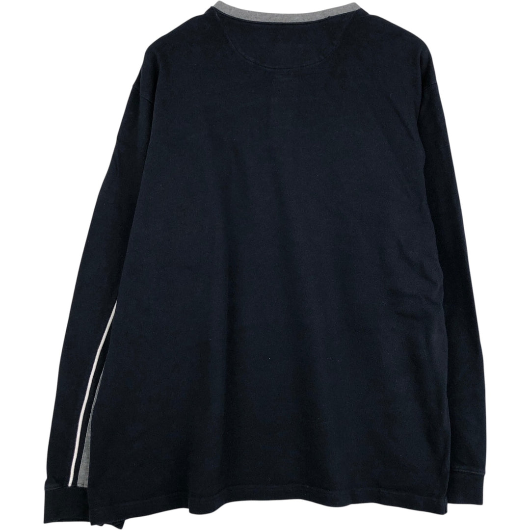 Ralph Lauren CHAPS Henley Neck Long-Sleeve T-Shirt (Men's XXL equivalent) cotton navy blue type Vintage Second Hand