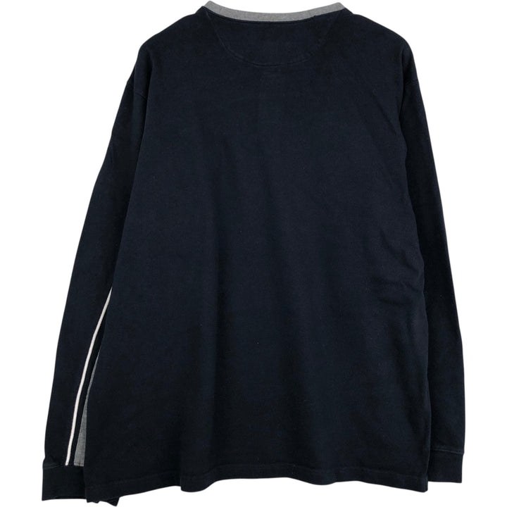 Ralph Lauren CHAPS Henley Neck Long-Sleeve T-Shirt (Men's XXL equivalent) cotton navy blue type Vintage Second Hand