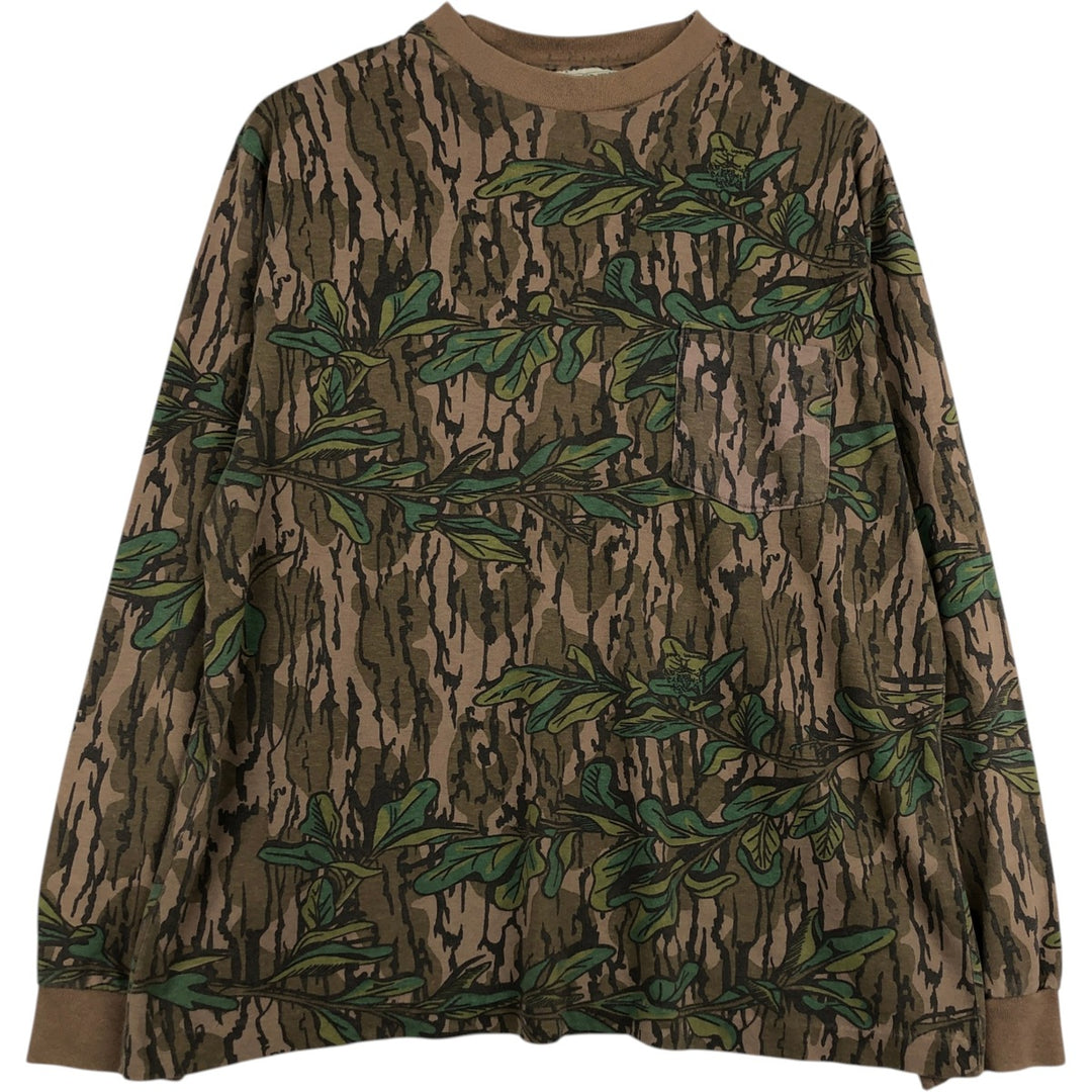 90'S MOSSY OAK Real Tree Camo Long-Sleeve T-Shirt, Made in USA, Men's XL equivalent, Vintage unclear Khaki type Vintage Second Hand